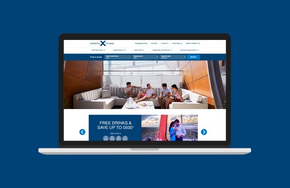 Celebrity Cruise homepage on laptop